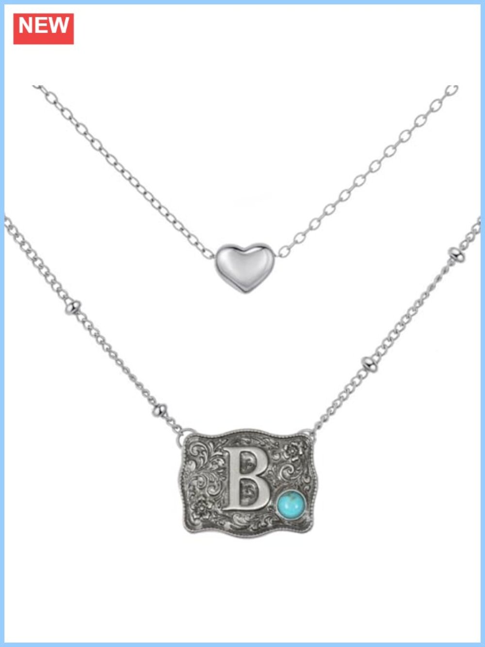 Vintage Western Belt Buckle Initial Z Pendant Necklace